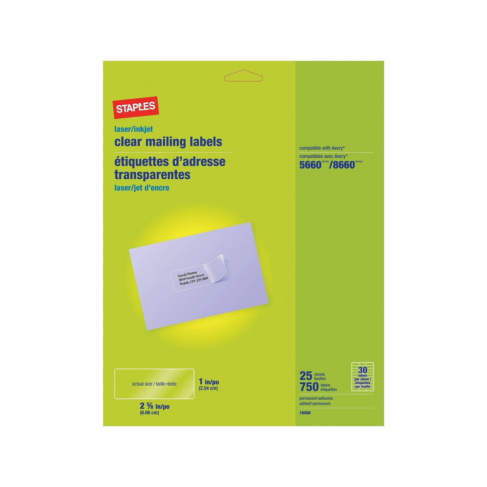 Staples Laser Inkjet Address Labels 1 X 2 5 8 Clear 30 Labels Sheet staples-laser-inkjet-address-labels-1-x-2-5-8-clear-30-labels-sheet