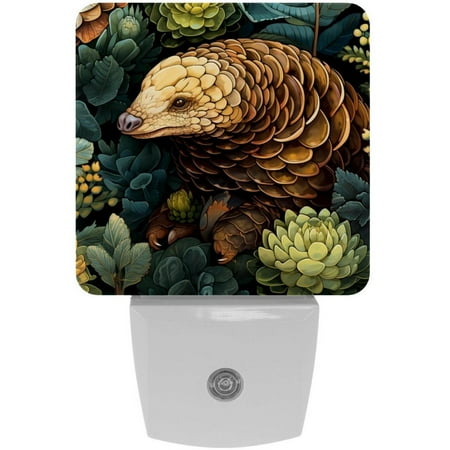 

Pangolin LED Square Night Lights - Energy Efficient and Stylish Decor for Any Room | Set of 2 Dimmable Bedside Lamps with Touch Control and Auto Timer
