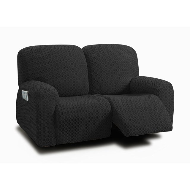 Funda de sofá de dos plazas ULTICOR, 6 piezas, jacquard negra, 48-65 pulgadas