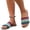 Blue, variant on Women's Sandals Fashion Woven Strap Slide Color Block Rainbow Print Comfortable Flat Non Slip Casual Summer Daily Beach Sandals Multicolor 7.5 Wide