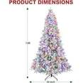 thumbnail image 3 of VIVATREES 7.5ft Pre-lit Flocked Artificial Christmas Tree 1608 Hinged Mixed PVC PE Branch Tips Spruce w/ 450 Color-Changing LED Lights Foldable Base, 3 of 7