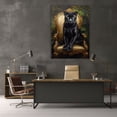 thumbnail image 4 of Mudket Royal Panther Framed Canvas Wall Art, Gold Chair Jungle Animal Wall Art for Men Office, Living Room, Luxury Home Decor, Ready to Hang - 40"L x 28"W, 4 of 8