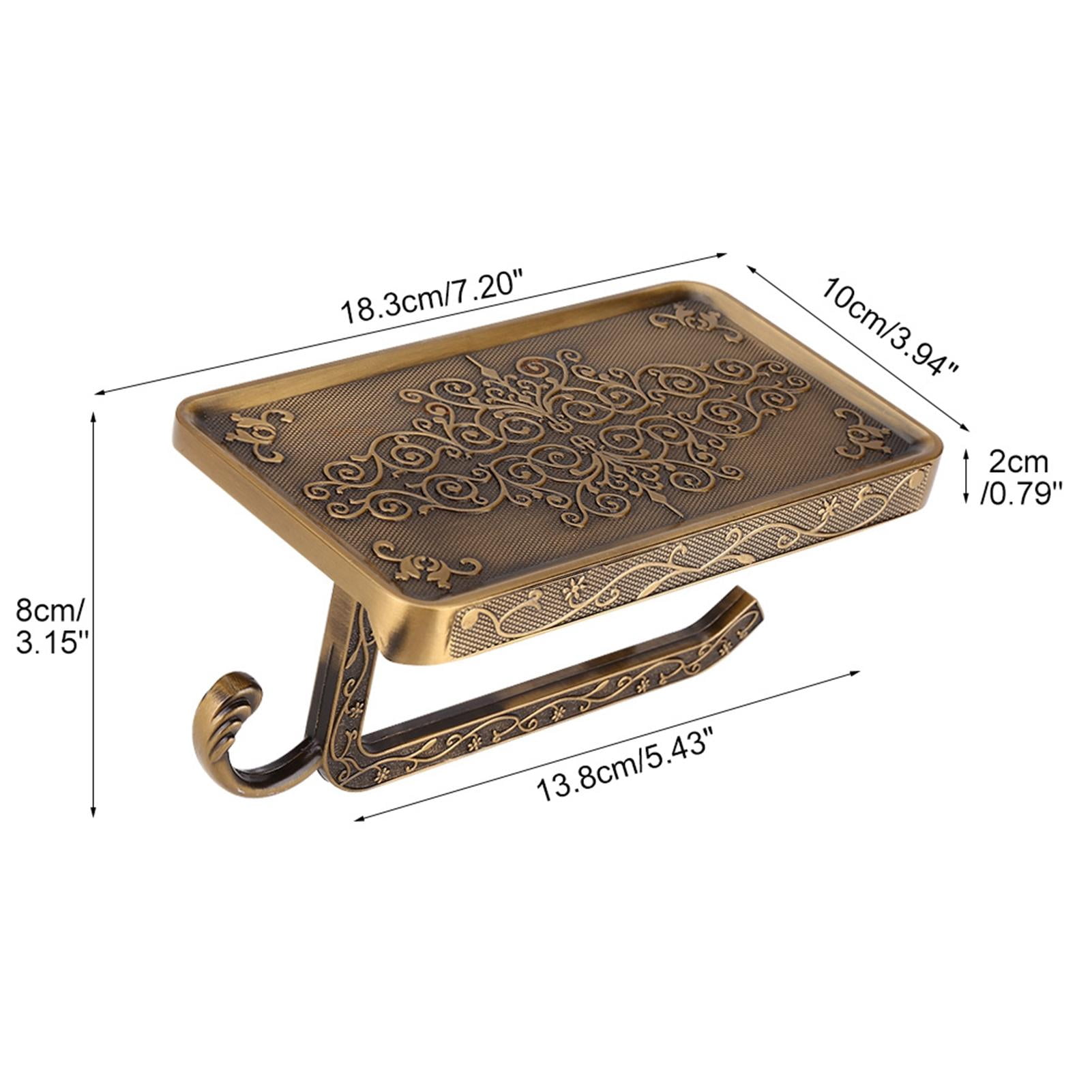 Suodoka Antique Brass Toilet Paper Holder & Phone Shelf – Wall‑Mounted, Vintage Finish, Scratch‑Resistant, Elegant Design with Complete Mounting Kit