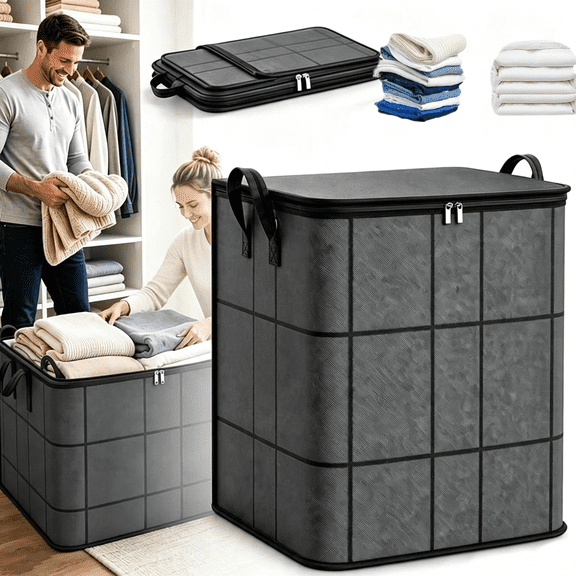 CCCHCY180L Spacious Moving Storage Bin,Portable Moving Storage Bags,Dust-Proof Comforter and Bedding Organizer,Foldable Large-Capacity Clothes Containers,Zippered Organizer ,for Bedding & Clothes