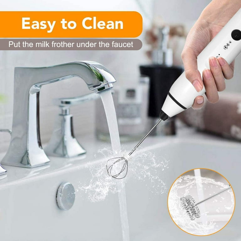 Elementi Milk Frother Wand - Handheld Blender - Hand Frother For Coffee,  Milk or Cappucino - Drink Mixer Electric Handheld - Coffee Mixer Wand &  Stick - Bar Accessories (Silver)