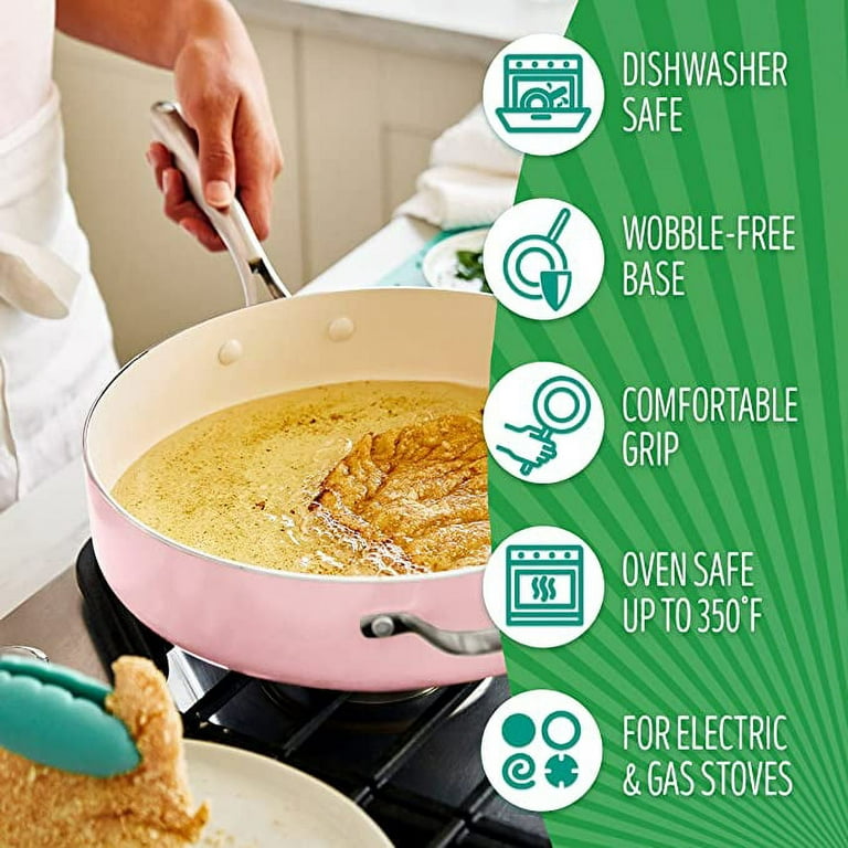 GreenPan Rio Healthy Ceramic Nonstick 5QT Saute Pan Jumbo Cooker with  Helper Handle and Lid, PFAS-Free, Dishwasher Safe, Black