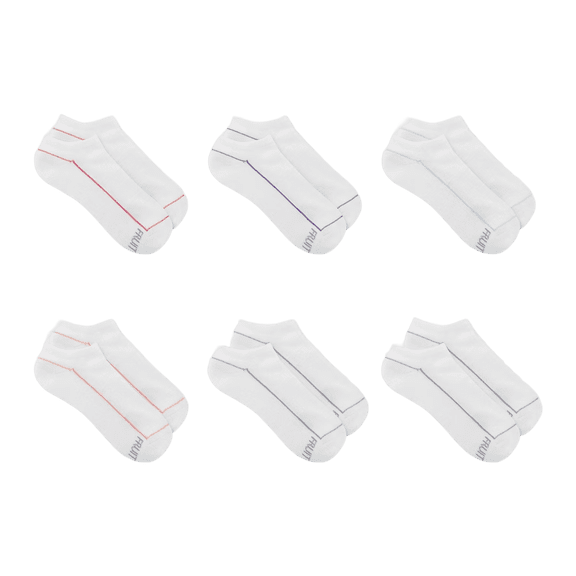 Fruit of the Loom Women's Breathable Cushioned 6pk No Show Athletic Socks, WHITE, 4-10