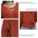 thumbnail image 4 of Suéter de punto cruzado con escote en V profundo - Suéter rojo de manga larga para mujer, talla L, 4 of 5