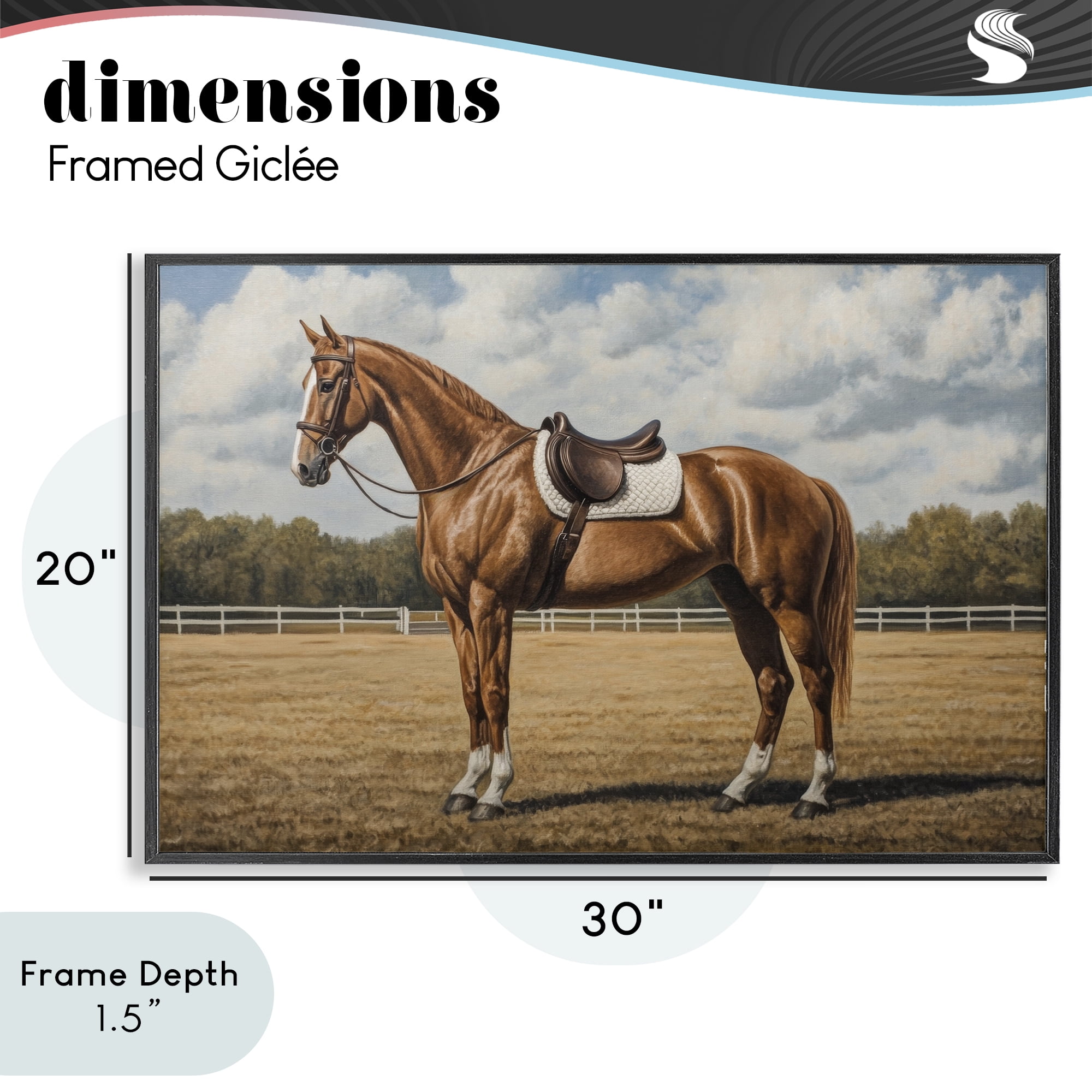Stupell Industries Saddled Up Chestnut Horse Black Framed Giclee Art, design by Petal Prints Design