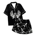 thumbnail image 3 of Womens Pajama Sets Halloween Abstract Print Silk Satshort Sleeve Button Sleepwear Loungewear Nightwear Nightclothes Homewear, 3 of 3