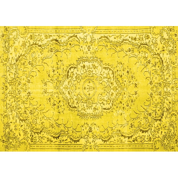 Ahgly Company Indoor Rectangle Persian Yellow Traditional Area Rugs, 4' x 6'