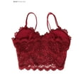 thumbnail image 6 of BadPiggies Women's Camisole Floral Lace Bralette Strap Thin Bandeau Padded Sexy Bra Wire Free (M, Red), 6 of 8