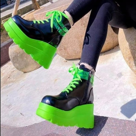 

Tdoqot 2022 Boots for Women- Wedges Casual Chunky Heel Christmas Gifts Women s Mid Calf Boots Green 37