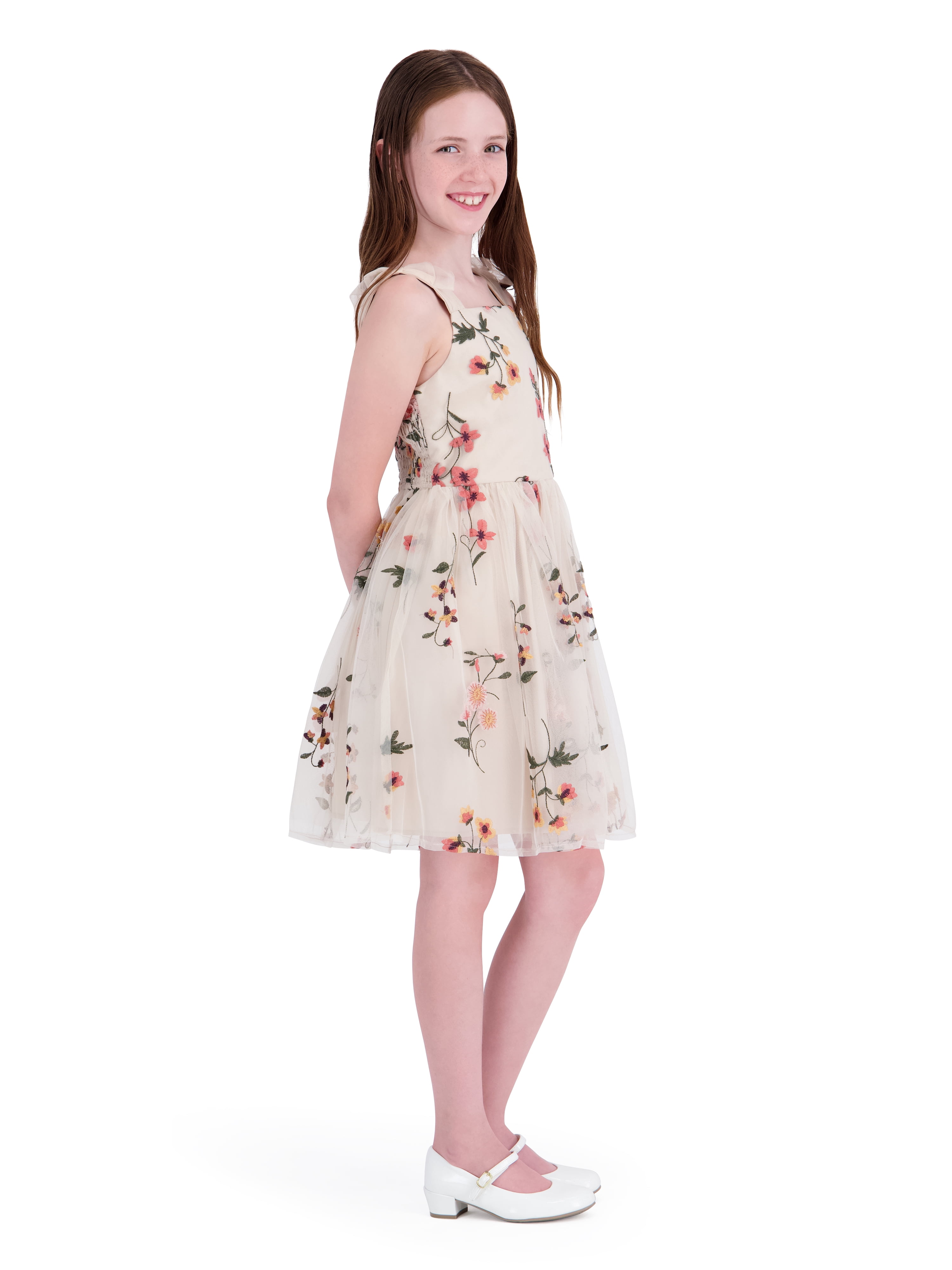 Kensie Girl Sleeveless Embroidered Mesh Dress, Sizes 4-16