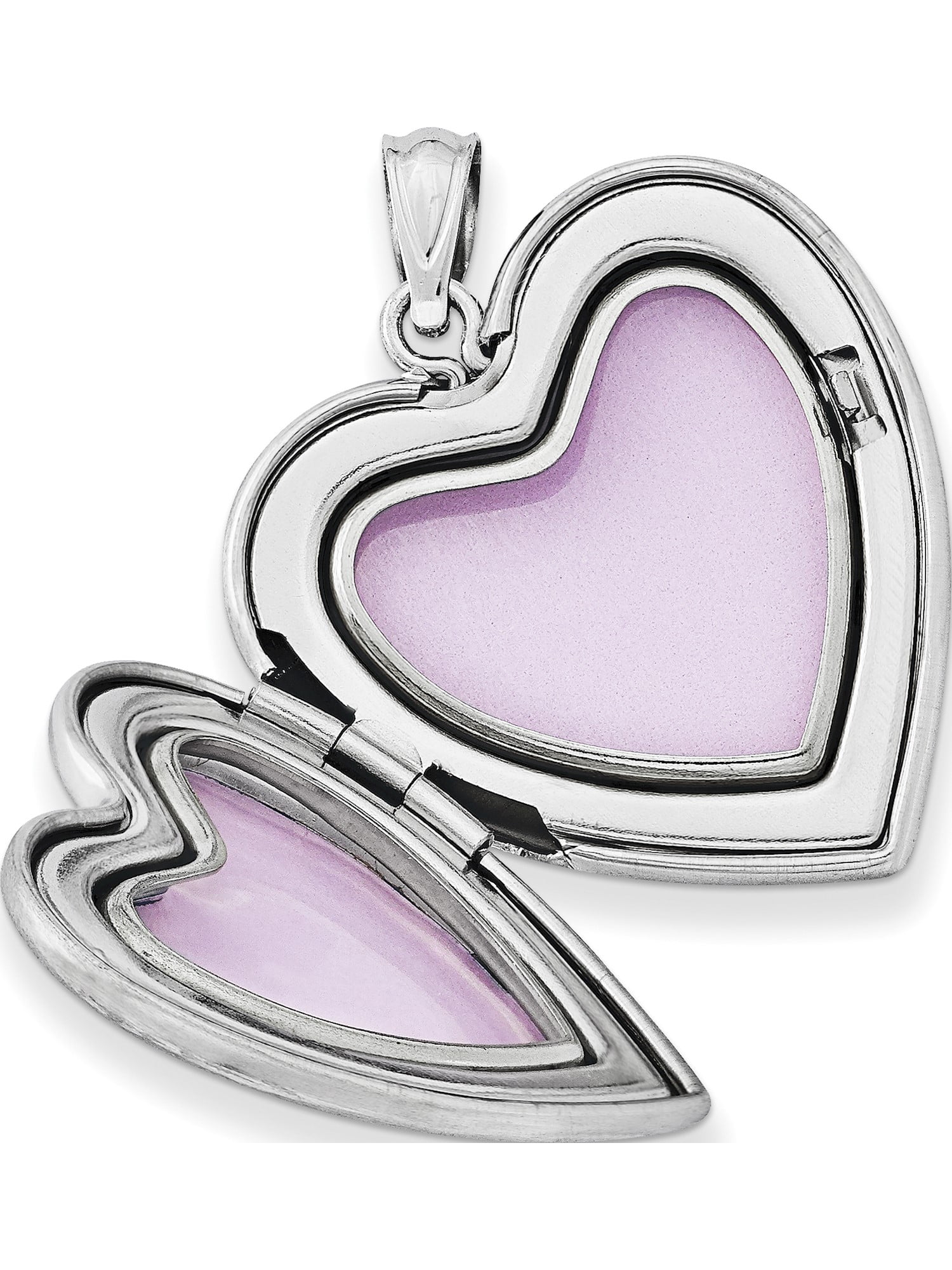 925 Sterling Silver Rhodium-plated w//Diamond Accent Floral Patterned Heart Locket Pendant Holds 2 Pictures