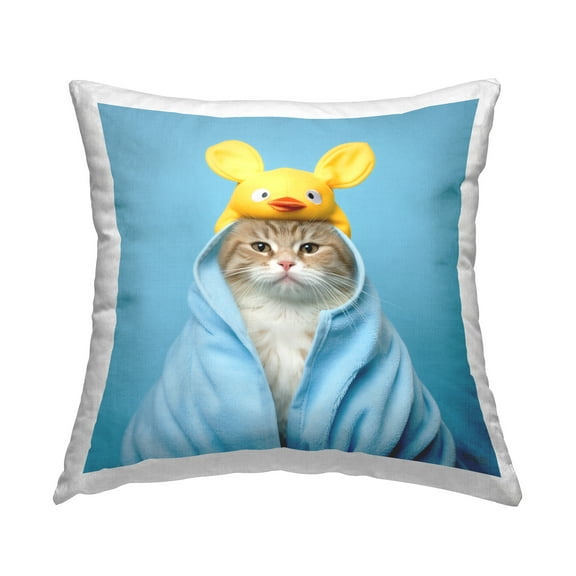 Stupell Industries Cat in Bathroom Robe Decorative Printed Throw Pillow Design by RB