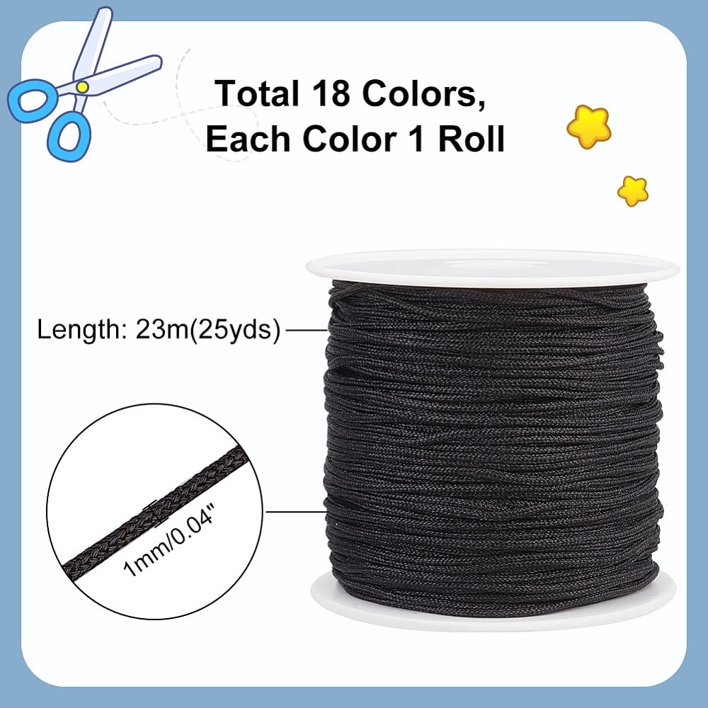 1set 453 Yards Nylon Beading String 18 colors 1mm Jewelry Nylon Cord Chinese Knotting Cord Beading Thread for Kumihimo Bracelets Beading Necklaces Macrame Craft Wind Chime Nylon