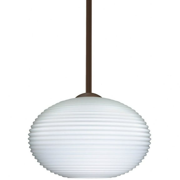 1TT-491207-LED-BR-Besa Lighting-Pape 10 - 10.25 Inch 9W 1 LED Cord Pendant-Bronze Finish-Opal Ribbed Glass Color