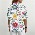 thumbnail image 7 of Favoffer Women's Floral Linen Button Down Short Sleeve Blouses V Neck Casual Summer Tops Loose Fit Hawaiian Shirts for Beach Vacation Daily Work, 7 of 7