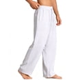 thumbnail image 4 of Wrtxtat Linen Pants for Men Wide Leg Loose Fit Elastic Waist Trousers with Pockets Lightweight Soft Comfy Sleep Lounge Vacation Trousers White S, 4 of 5