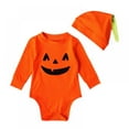 thumbnail image 3 of Newborn Baby Boys Girl Infant Pumpkin Jumpsuit + Hat Costume Bodysuit Outfit Set, 3 of 8