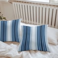 thumbnail image 6 of Navy Blue Stripe Throw Pillow Covers 18x18 Inch Set of 2, Modern Blue Ombre Vertical Striped Waterproof Outdoor Pillow Covers, Decorative Cushion Pillowcases for Couch, Sofa, Bed, Garden, Patio, 6 of 9