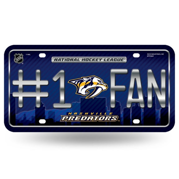 Nashville Hockey Predators #1 Fan Metal License Plate Tag - Number One! Let's Go!!