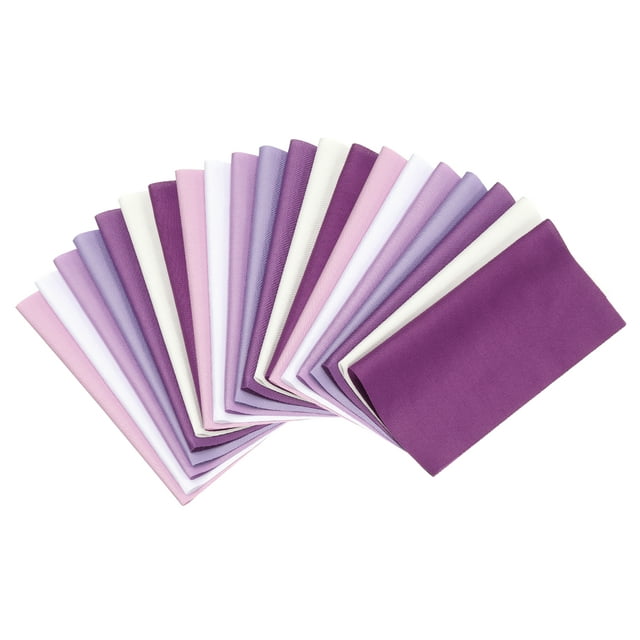 Paquetes de tela de algodón Uxcell, 21 piezas de 8 x 8 pulgadas, cuadrados de tela precortados de color sólido para costura, patchwork, quilting y manualidades DIY, blanco púrpura