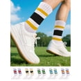 thumbnail image 2 of Gustave 5 Pairs Retro Striped Crew Socks Tube Socks Soft Cozy Cotton Casual Socks Athletic Running Socks Novelty Sporty Calf Socks for Women Men, 2 of 6