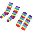 thumbnail image 4 of 2 piezas de calcetines hasta la rodilla para mujer, calcetines de mujer para traje de niña, calcetines largos de arcoíris, calcetines largos divertidos, 4 of 4