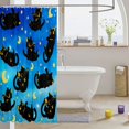 thumbnail image 3 of Manfei Night Black Cat Shower Curtain 72Wx72L, Sky Star Moon Bathroom Curtain, Blue Black, 3 of 5