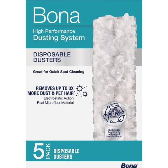Bona High-Performance Disposable Microfiber Duster - Household Cleaning - 5 Count