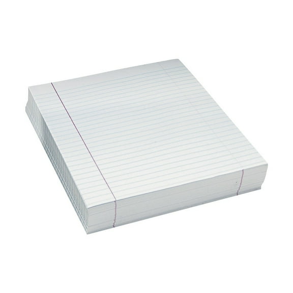 Pacon Composition Paper, White, Red Margin, 3/8" Ruled, 8-1/2" x 11", 500 Sheets
