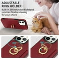 thumbnail image 2 of Allytech iPhone 12 Case, iPhone 12 Pro Case with Ring Holder, Premium PU Leather Cards Holder Kickstand Slim Fit Shell Shockproof Drop Protection Wallet Case Cover for Apple iPhone 12/ 12 Pro-Red, 2 of 8