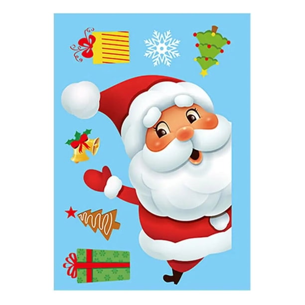 Pegatinas navideñas para ventana, adhesivos electrostáticos de doble cara para pared, adhesivos navideños para ventana