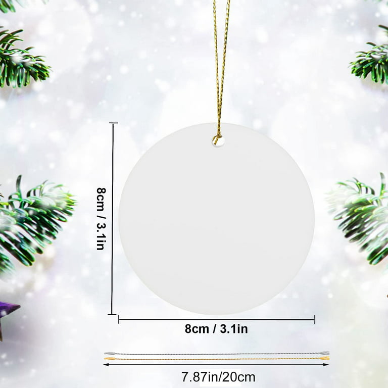 20Pcs Sublimation Ornament Blanks 3 Inch Christmas Ornament Blanks with  Rope DIY Blanks Acrylic Ornaments 