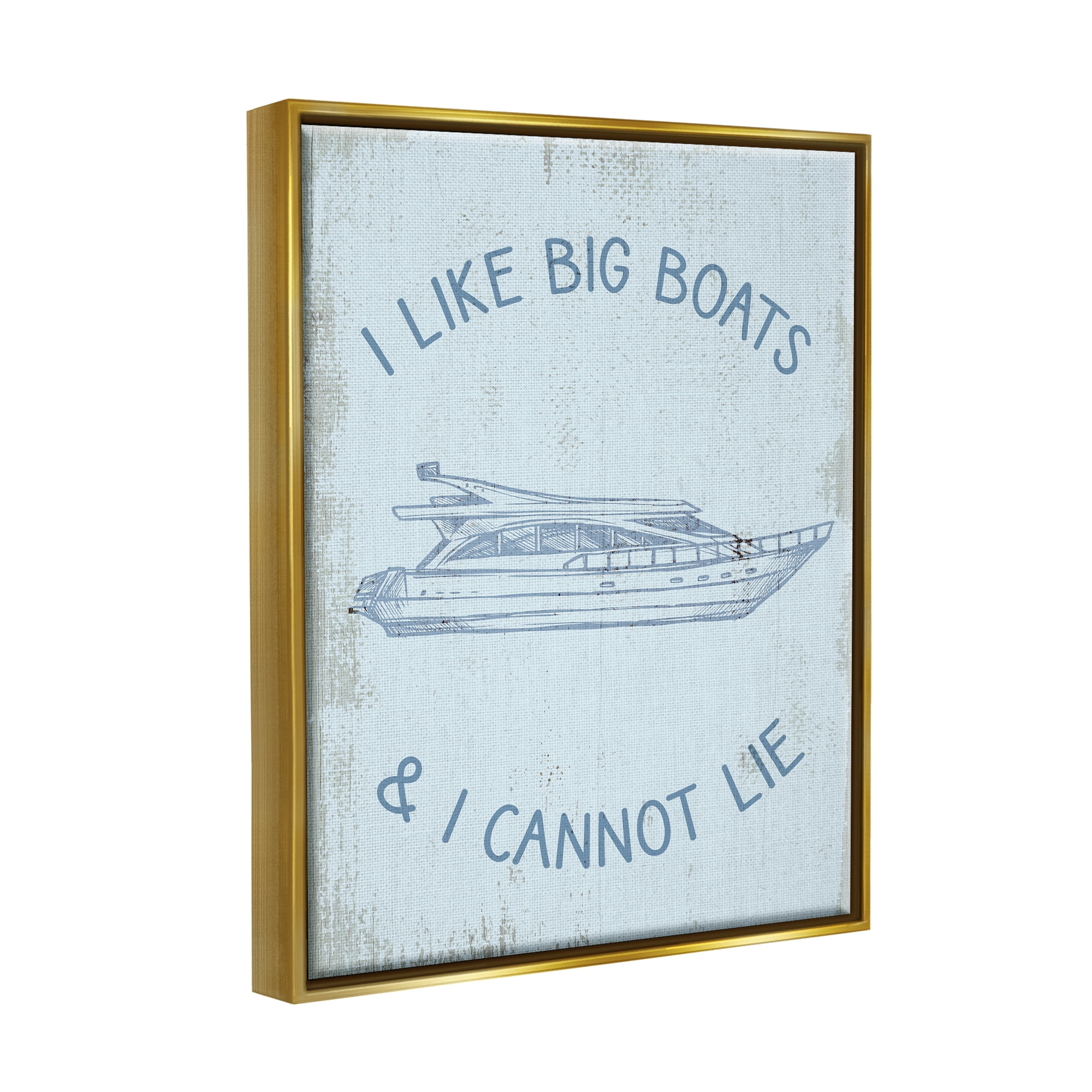 Stupell Industries Funny Rustic Big Boats Transportation Painting Gold Floater Framed Canvas Art Print Wall Art, 25 x 31