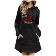 thumbnail image 5 of Womens Christmas Casual Solid Color Printing Pullover Hooded Pocket Long Sleeve Dress Sweatshirts, 5 of 6