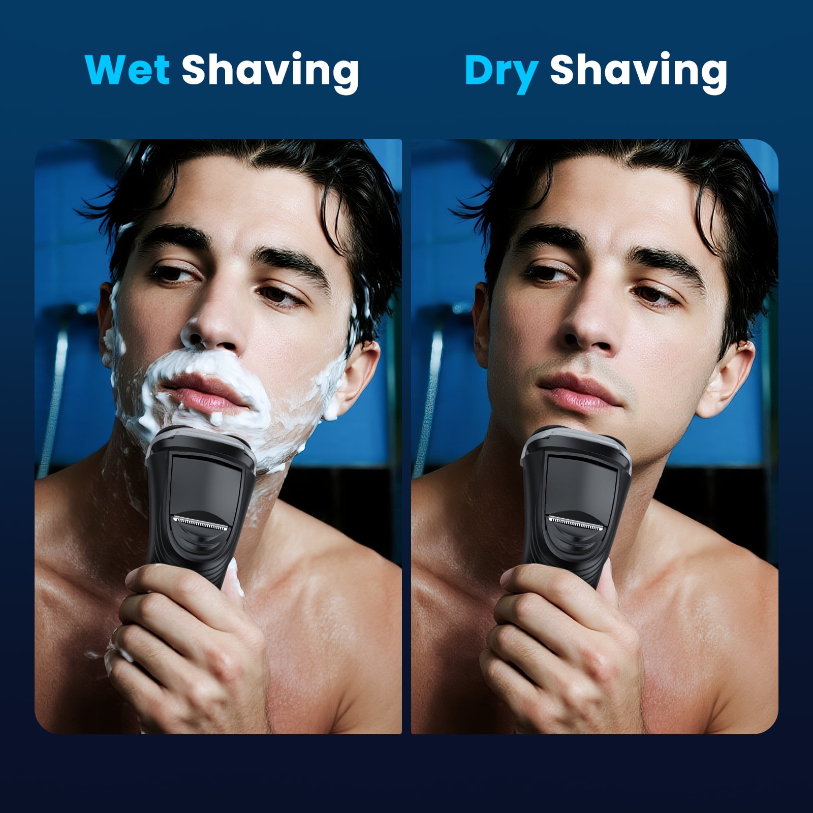 SweetLF Electric Shaver for Men, Cordless Rechargeable Electric Razor with Beard Trimmer, IPX7 Waterproof, Gifts for Men, Blue