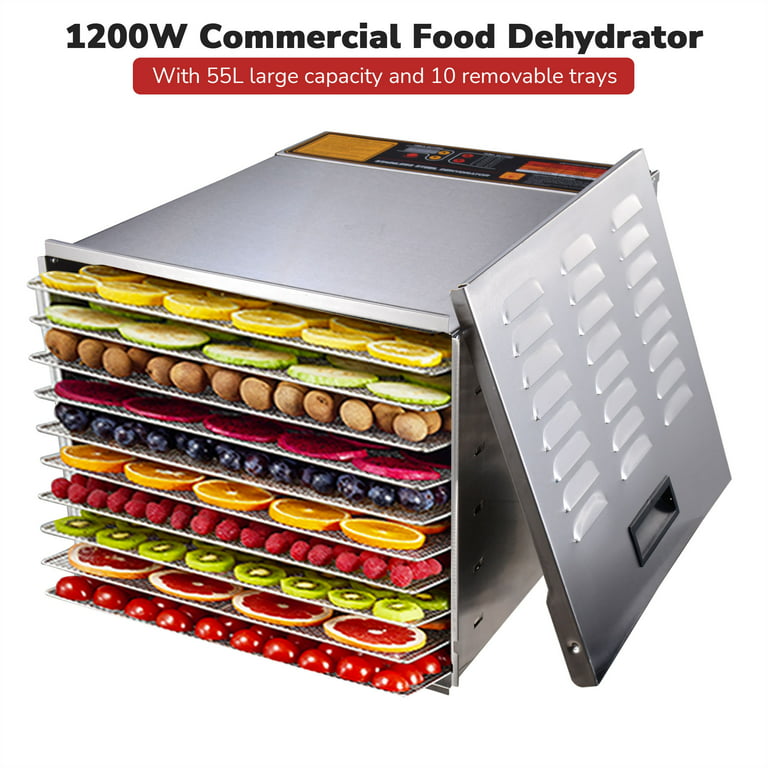 ZXMOTO Commercial Food Dehydrator,10 Trays Digital Stainless Steel  Dehydrator 1000W Meat Dehydrator Beef Jerky Dryer for Food Meat Herbs Fruit