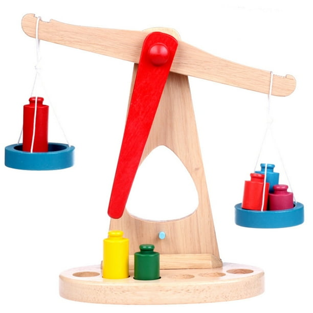 Montessori Educational Toy Small Wooden Balance Scale Toy With 6
