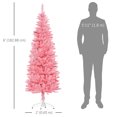 thumbnail image 3 of HOMCOM 6ft Tall Pencil Artificial Christmas Tree with Steel Base, Pink, 3 of 10
