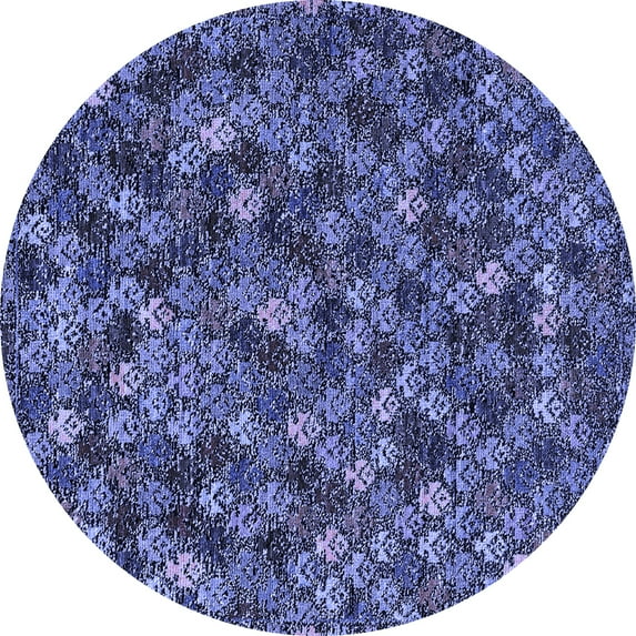 Ahgly Company Indoor Round Abstract Blue Modern Area Rugs, 4' Round