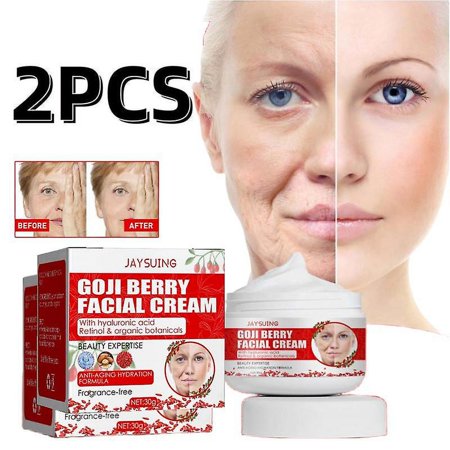 2pcs Goqi Berry Facial Cream Anti-oxidant Brightening Tone Face Cream Hyaluronic Acid Moisturizing Anti-aging Firming Skin Care Cream