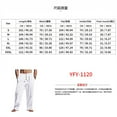 thumbnail image 3 of IYYVV Mens Cotton Linen Pants Button Fly Elastic Waist Drawstring Lightweight Breathable Straight Leg Lounge Pants with Pockets White S, 3 of 6