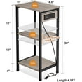 thumbnail image 2 of Tall End Table with Charging Station, 3 Tier Narrow Beside Table with Adjustable Shelf, Tall Side Table Nightstand for Bedroom, Living Room Coffe Table, Office, Greige, 2 of 14