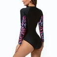 thumbnail image 4 of yievot Women's Oversize Zipper Sports Swimwear Conservative Panel Color Sunscreen Swimwear Diving Suit Surfing Suit, 4 of 6