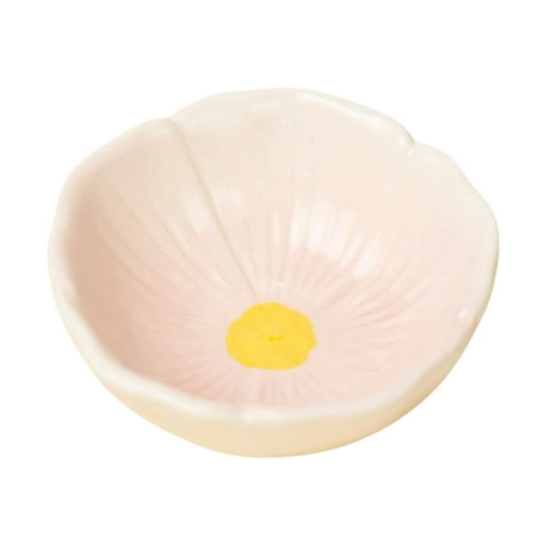 Comedero de cerámica para hámster con diseño floral, plato de agua y comedero para roedores. Rosa