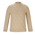 thumbnail image 3 of TFEOQRY Men's Crew Neck Cable Knit Sweater Ribbed Long Sleeve Textured Pattern Casual Pullover Fall Winter Top Khaki-1, 3 of 7