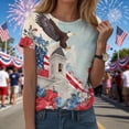 thumbnail image 2 of felwors Women's Casual Patriotic Graphic T-Shirt – USA Flag, Eagle, Statue of Liberty & Fireworks Print, Short Sleeve Crew Neck Tee for 4th of July Events (Light Gray, XXL), 2 of 8